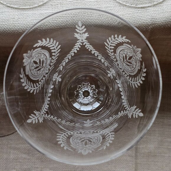 4 Fostoria Lenox Water Glasses 8" etched Laurel Elegant Glass crystal medallion - Picture 7 of 10